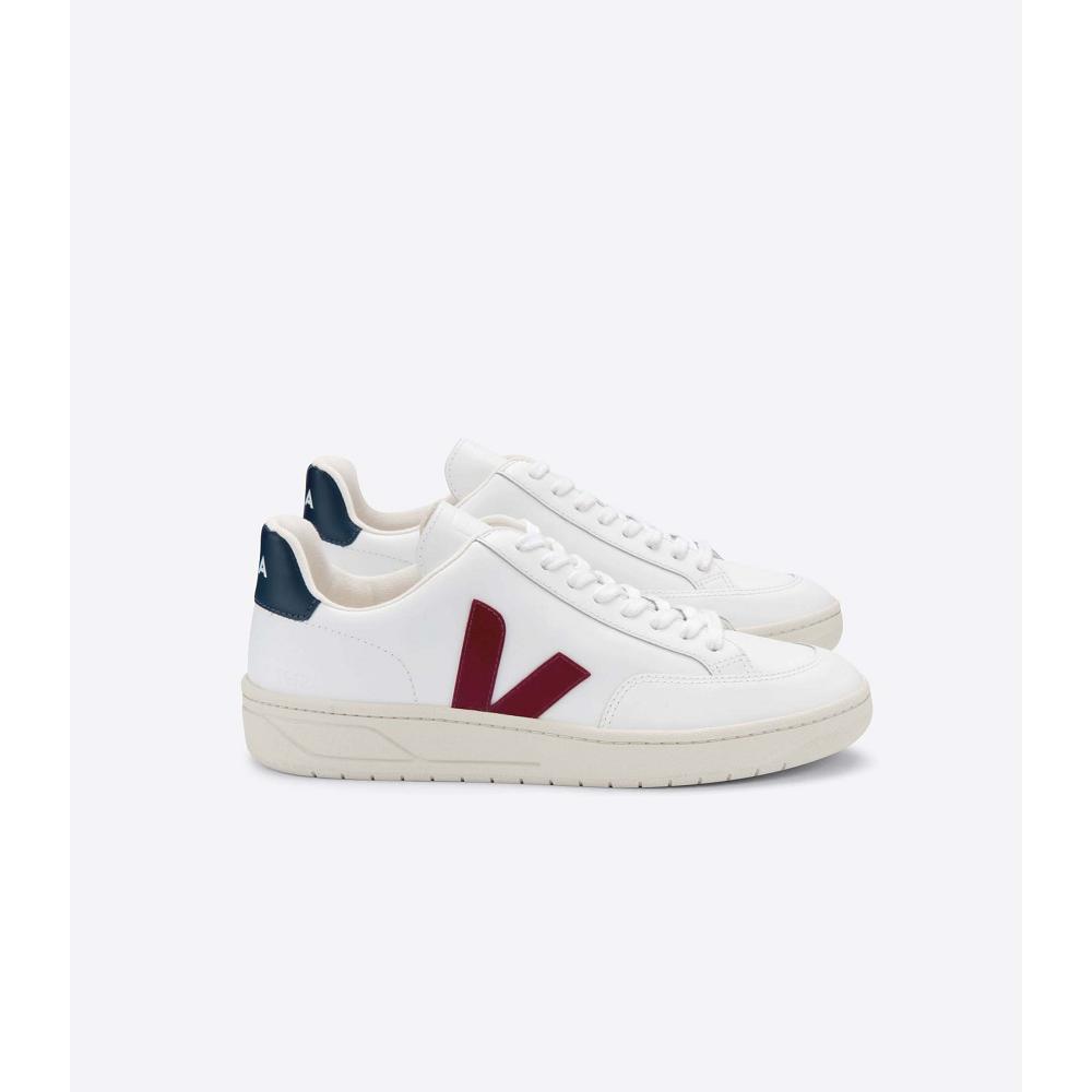 Veja V-12 LEATHER Sneakers Heren White/Red | NL 341PJJ